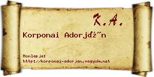 Korponai Adorján névjegykártya